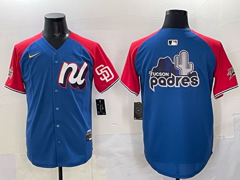 Men San Diego Padres Blank Blue Red All star 2025 Nike MLB Jersey style 04->san diego padres->MLB Jersey